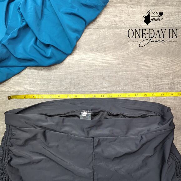 Hanna Nikole Plus Size Ruched Boyshort Double Up Tankini Swimsuit Size 24W - Picture 5 of 6